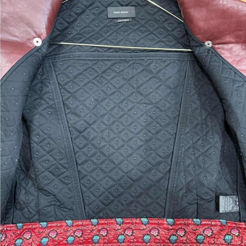Isabel Marant Embroidered Leather Trim Moto Jacket Size S - Picture 6 of 8